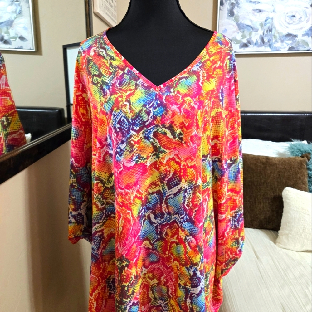 Vibrant Multicolor Women's Pull Over Tunic Size Large. NWOT. Never Worn. - Picture 1 of 6